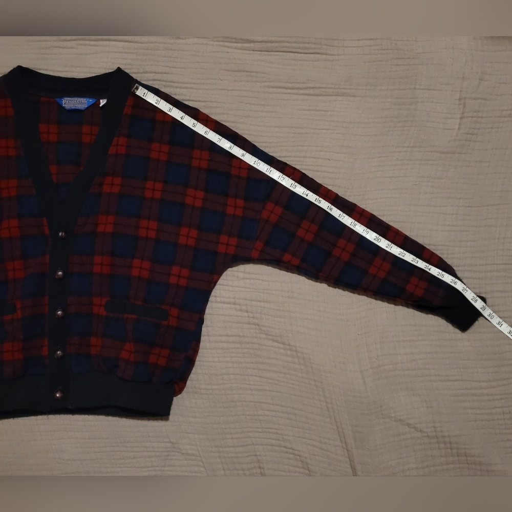 Pendleton Vintage Virgin Wool Plaid Button Up Cardigan Sweater Size Medium - Picture 7 of 8